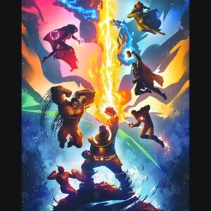 Metal Marvel Blue and Orange Art Poster From Displate NWT (Does Not Harm Walls)